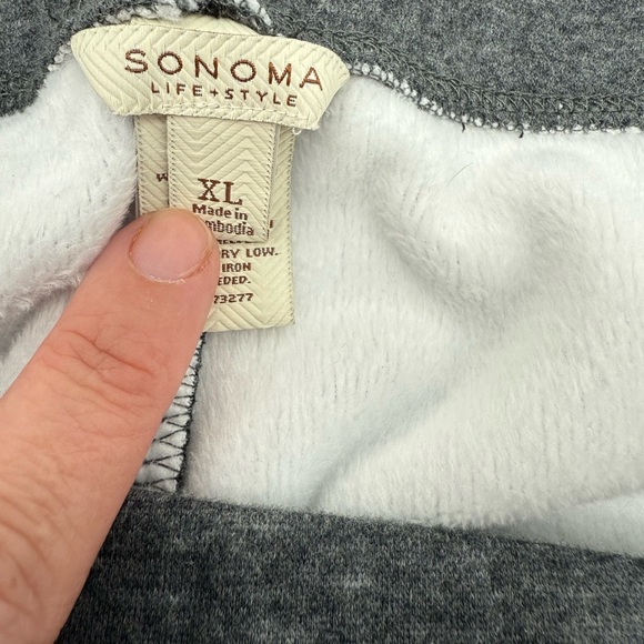 Sonoma Life + Style Faux Fur Lined Cotton Slim Joggers Comfy & Warm in Grey NWT - Picture 9 of 9
